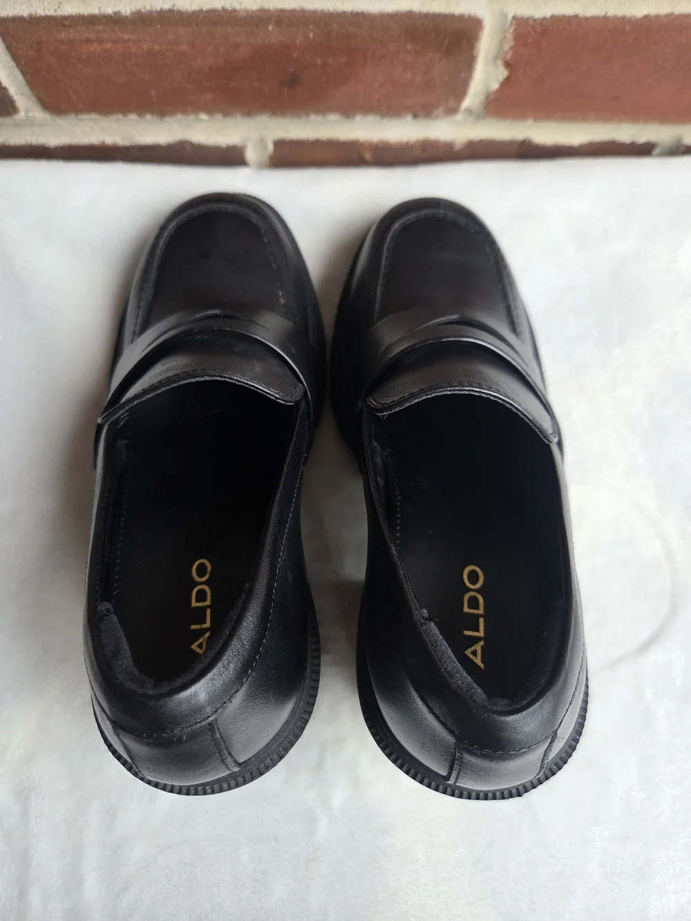 ALDO Black Chunky Platform Penny Loafers Lug Sole Block Heel US 6.5 EU 37